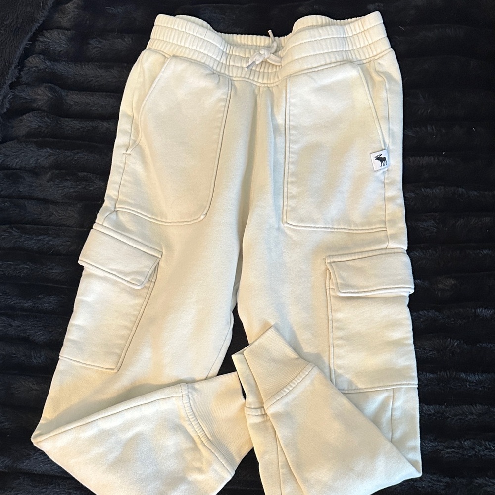 Abercrombie Kids Cream Cargo Jogger Pants